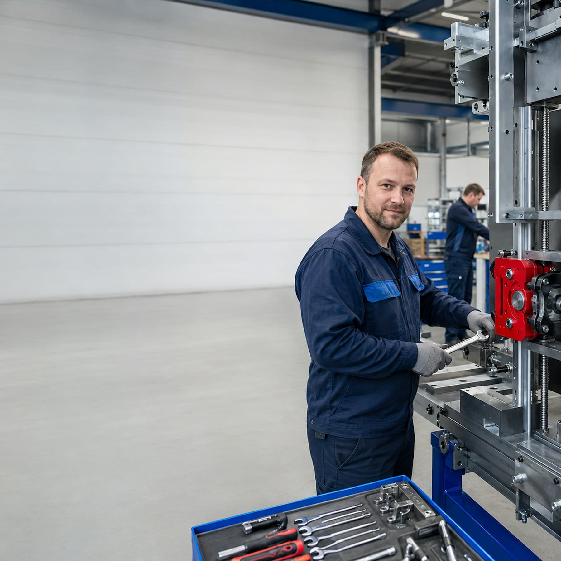 Industriemechaniker arbeitet an einer Maschine in der Werkstatt